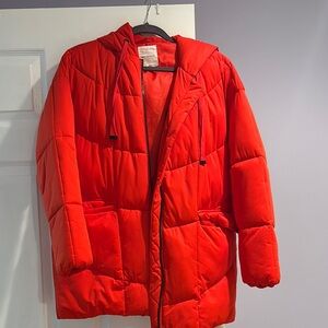 Bright Red Puffer Jacket